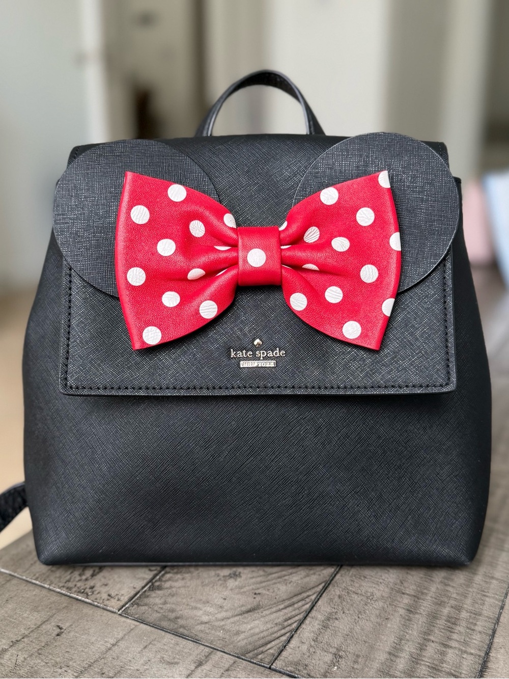 Kate Spade Minnie Mouse Black Backpack with Red Bow NWOT